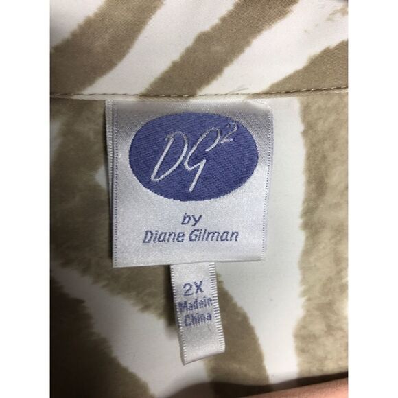 DG2 Diane Gilman PLUS SIZE Tan White Blouse Shirt Jacket Size 2X - Picture 5 of 7